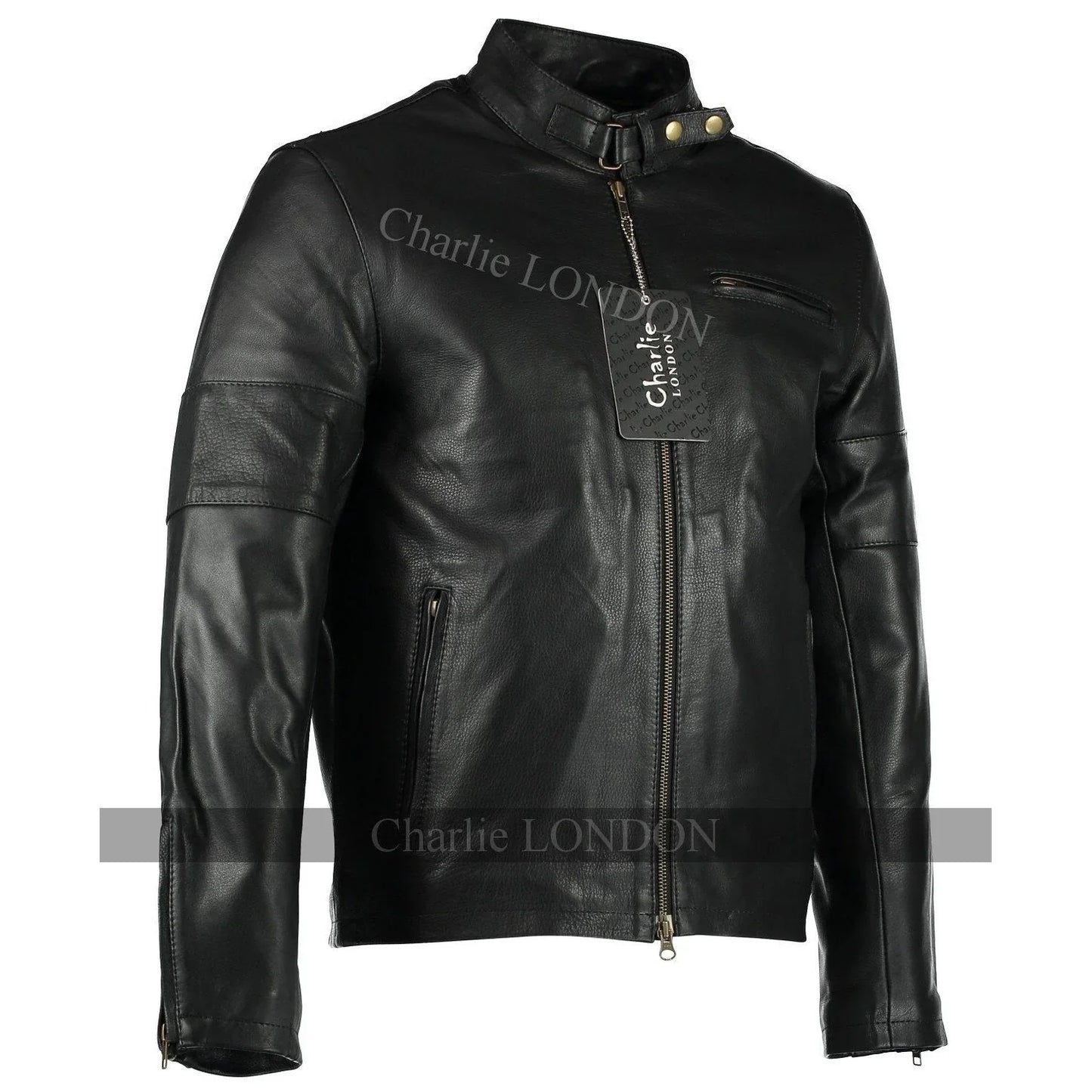 mens daytona black classic style leather jacket -