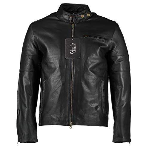 mens daytona black classic style leather jacket -