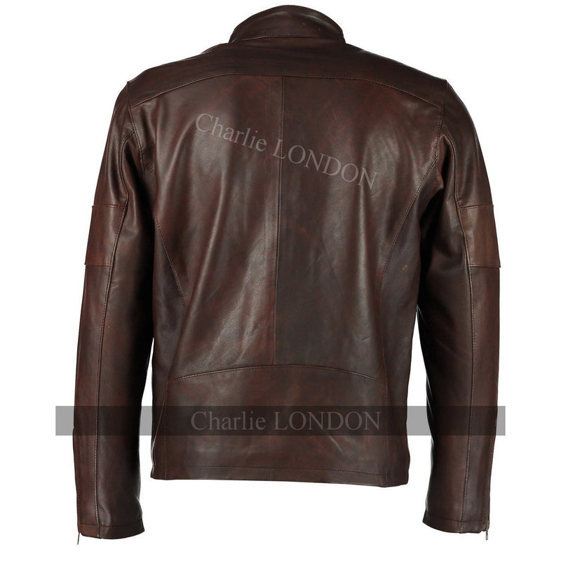 Mens Daytona Vintage Brown Classic Style Leather Jacket -