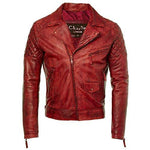 Mens Diamond Biker Style Leather Biker Jacket : Soltau -