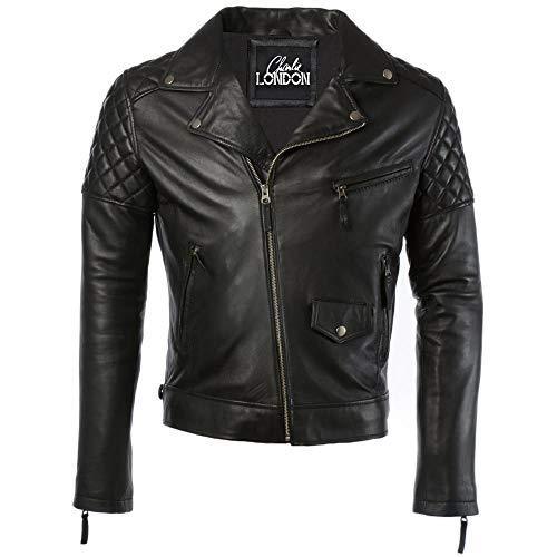 mens diamond biker style leather biker jacket : soltau -