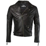 Mens Diamond Biker Style Leather Biker Jacket : Soltau -