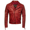 Mens Diamond Red Biker Leather Biker Jacket : Soltau -