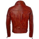 Mens Diamond Red Biker Leather Biker Jacket : Soltau -
