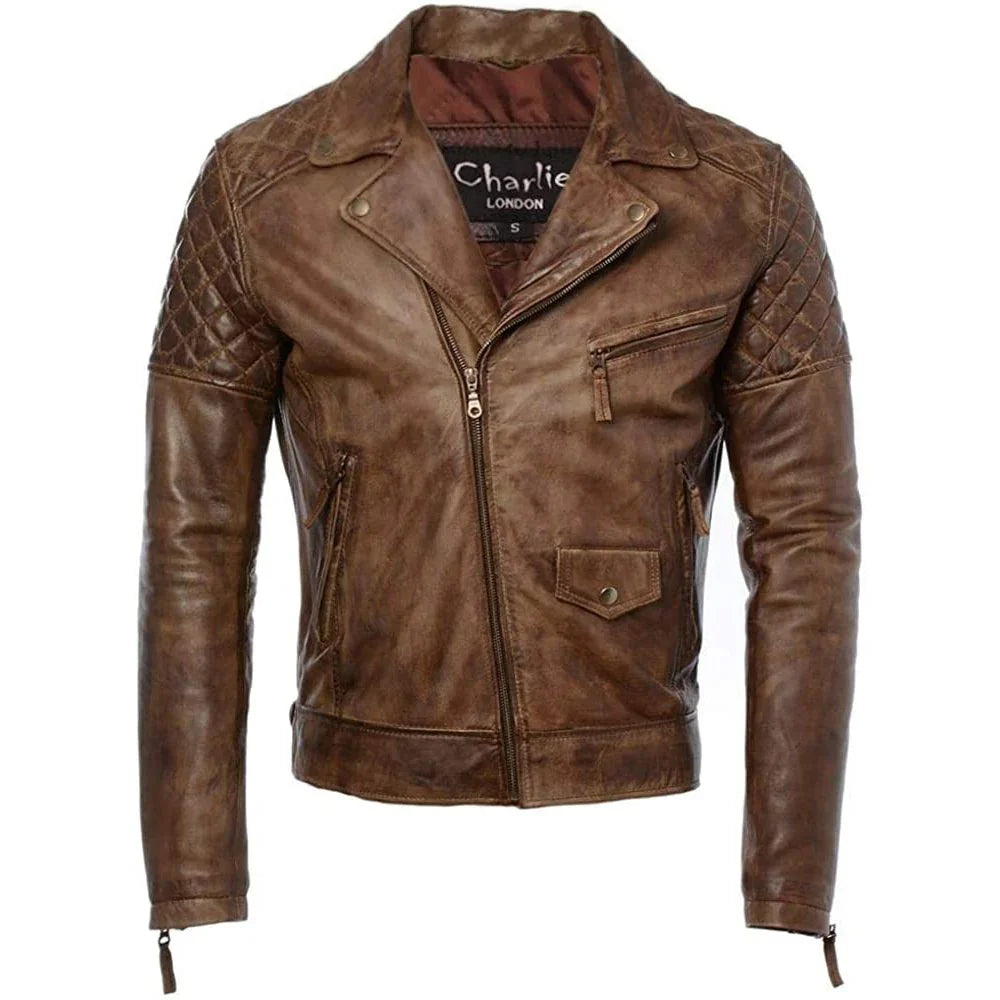 mens diamond red biker leather biker jacket : soltau -