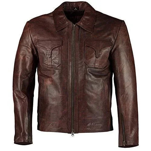 mens drifter vintage brown leather jackets -