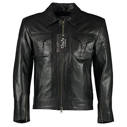 mens drifter vintage brown leather jackets -