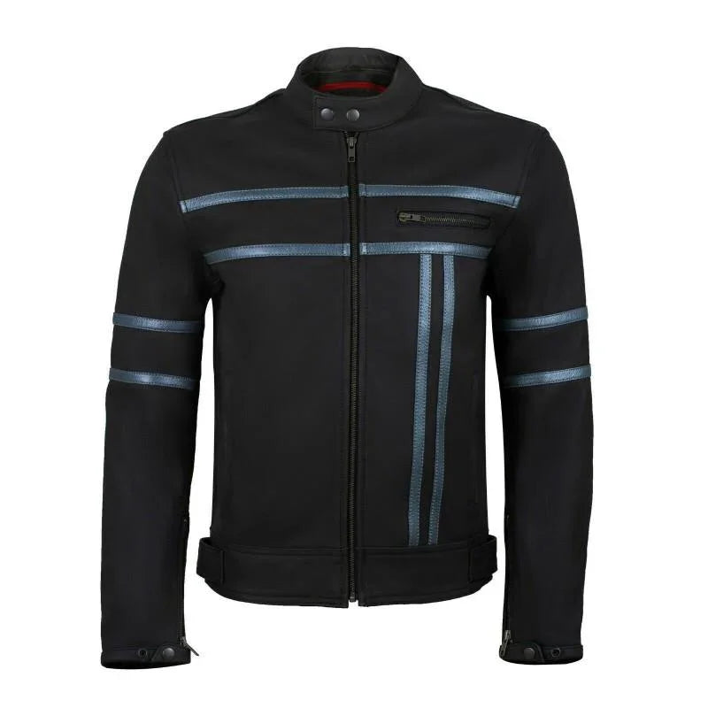 men's genuine leather jacket biker motorcycle classic leather jackets outerwear -