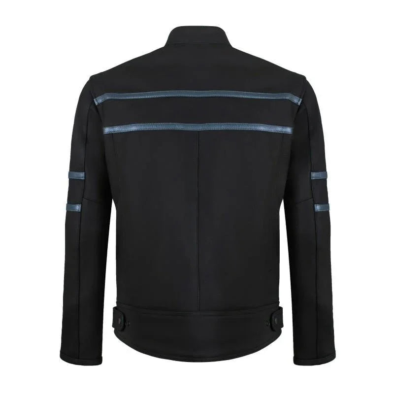 men's genuine leather jacket biker motorcycle classic leather jackets outerwear -