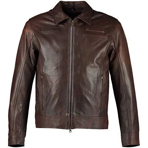 mens looper vintage brown joseph gordon-levitt leather jacket -