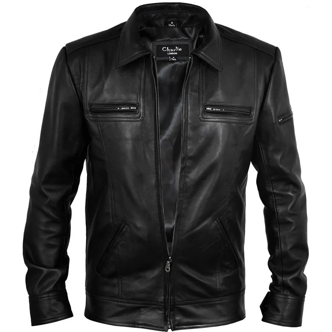 men's lynch black leather jacket -