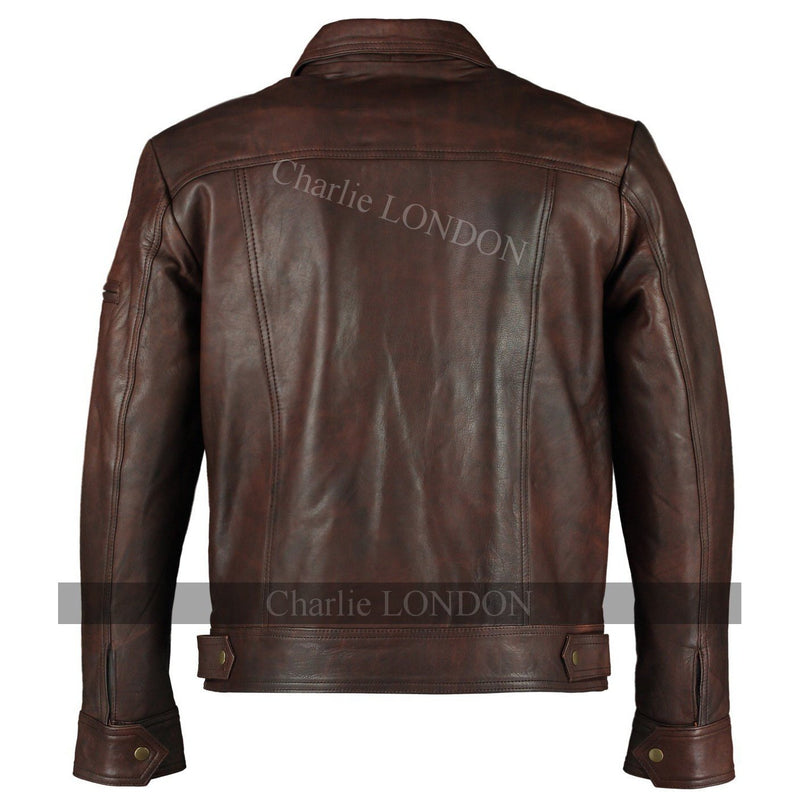 Men's Lynch Vintage Brown Leather Jacket -