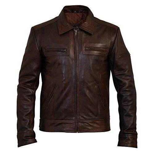 men's lynch vintage brown leather jacket -