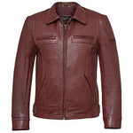 Men's Lynch Vintage Red Wine Leather Jacket -
