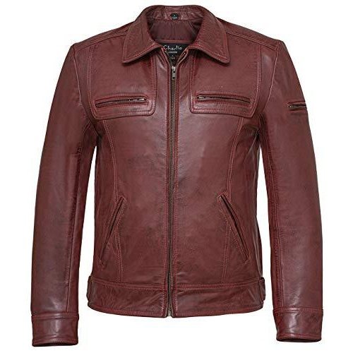 Men's Lynch Vintage Red Wine Leather Jacket -