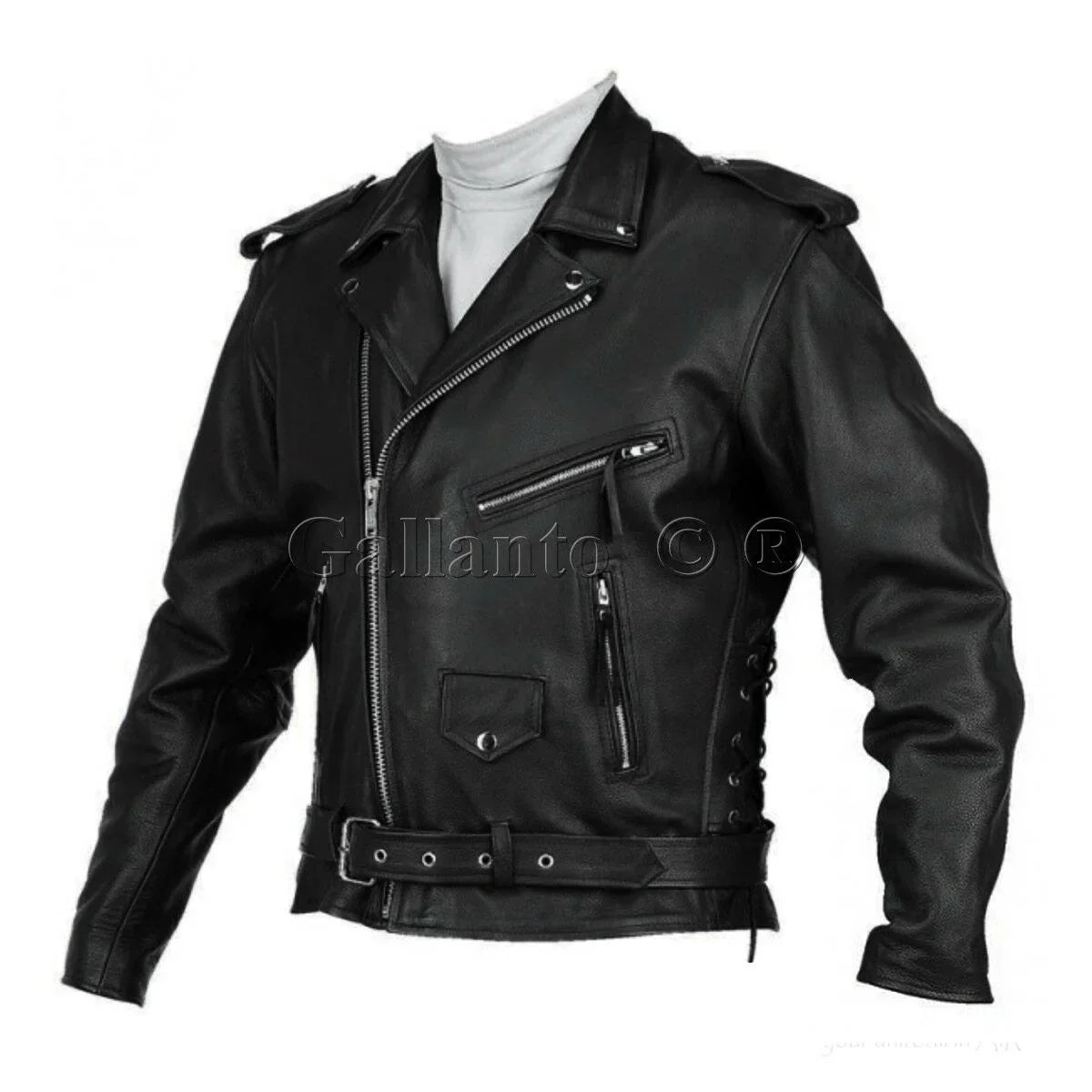 mens marlon brando black biker motorcycle armoured jacket terminator style -