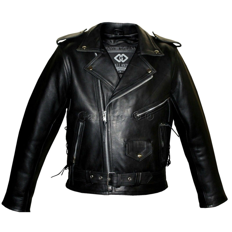 Mens Marlon Brando Black Biker Motorcycle Armoured Jacket Terminator Style -