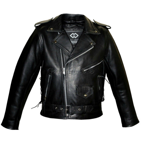 Mens Marlon Brando Black Biker Motorcycle Armoured Jacket Terminator Style -
