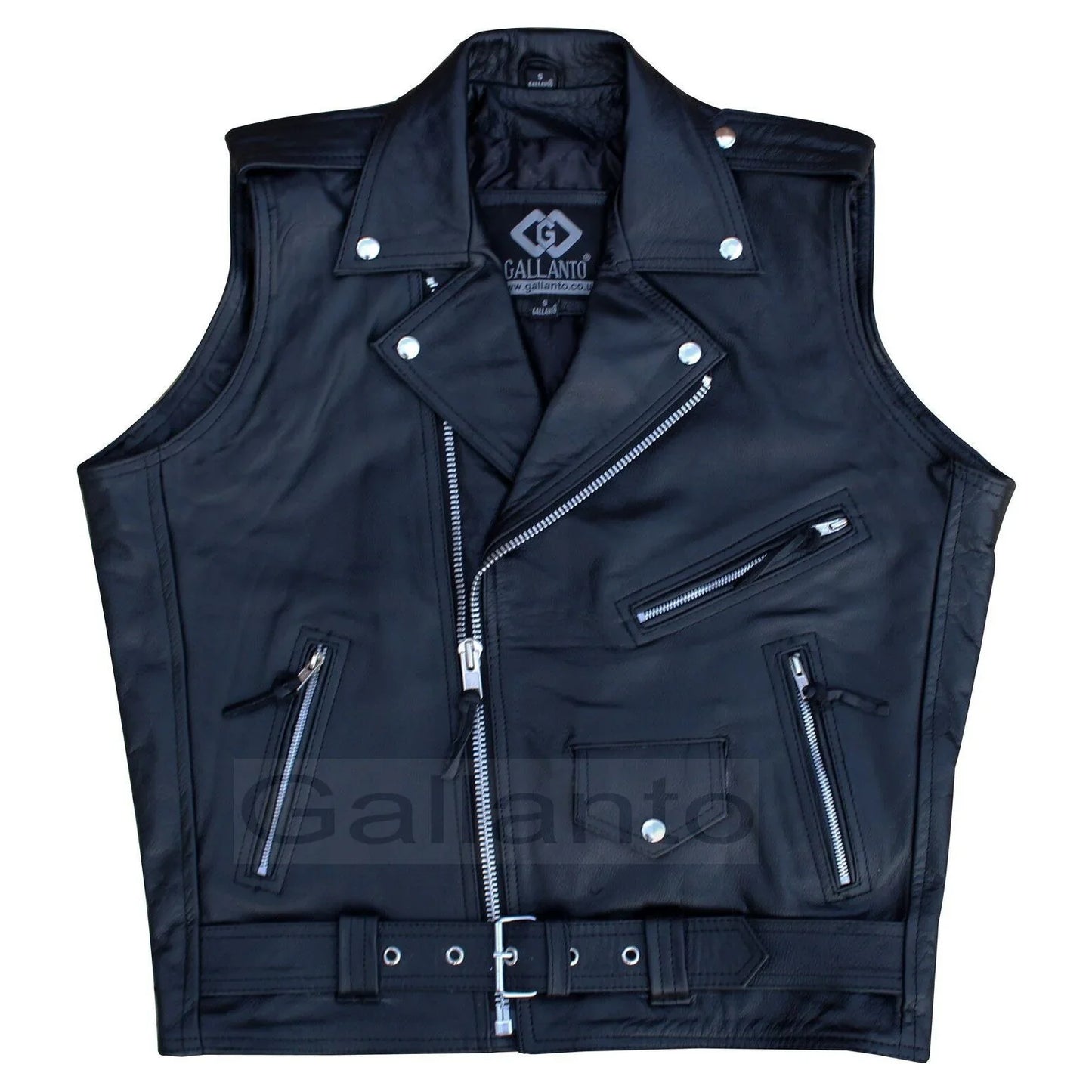 mens marlon brando style leather biker gilet vest waistcoat sleeveless club -