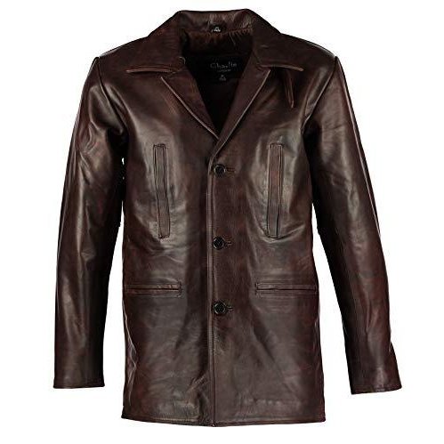 Men's Max Payne Vintage Brown Leather Jacket Coat -