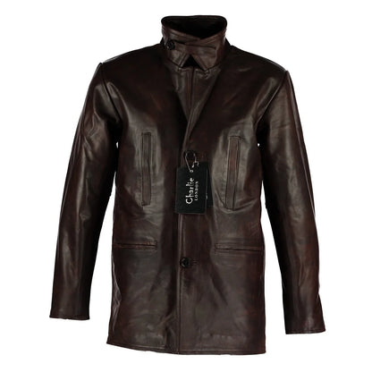 Men's Max Payne Vintage Brown Leather Jacket Coat -