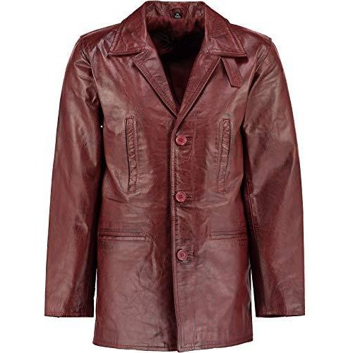 Men's Max Payne Wine Red Leather Coat -