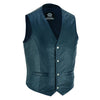 Mens Navy Blue Leather Waistcoat Vest with Snap Button -