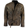 Mens Olive Green Benjamin Button Biker Vintage Leather Jacket -