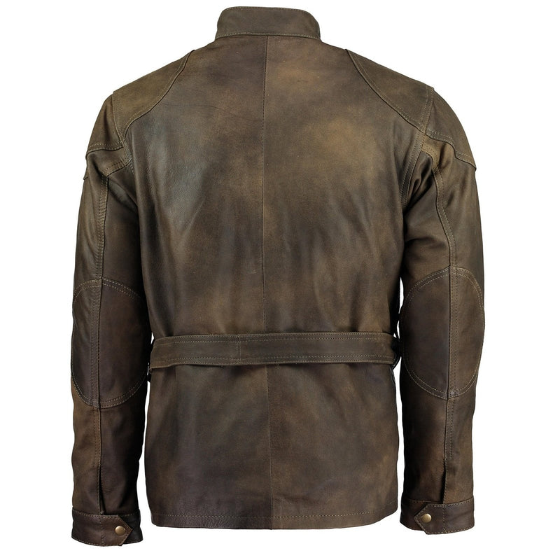 Mens Olive Green Benjamin Button Biker Vintage Leather Jacket -