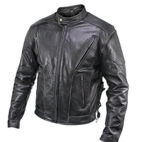 Men's Premium Black Distressed-Leather Flying Skull Racer Jacket -