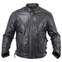 Men's Premium Black Distressed-Leather Flying Skull Racer Jacket -