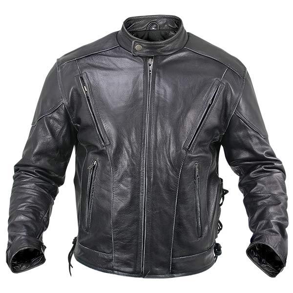 Men's Premium Black Distressed-Leather Flying Skull Racer Jacket -