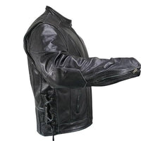 Men's Premium Black Distressed-Leather Flying Skull Racer Jacket -