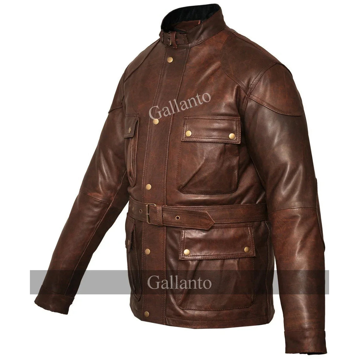 men's premium brown benjamin button long leather jacket -