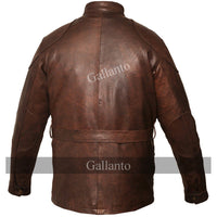 Men's Premium Brown Benjamin Button Long Leather Jacket -