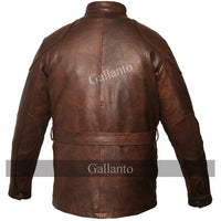 Men's Premium Brown Benjamin Button Long Leather Jacket -