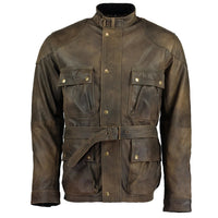 Men's Premium Brown Benjamin Button Long Leather Jacket -