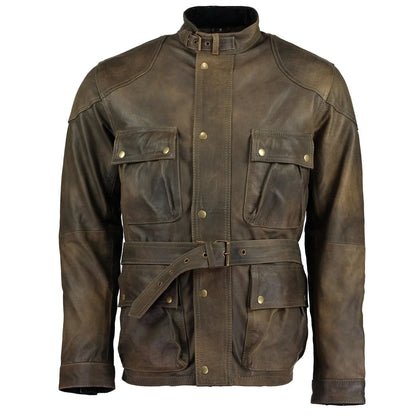 Men's Premium Brown Benjamin Button Long Leather Jacket -