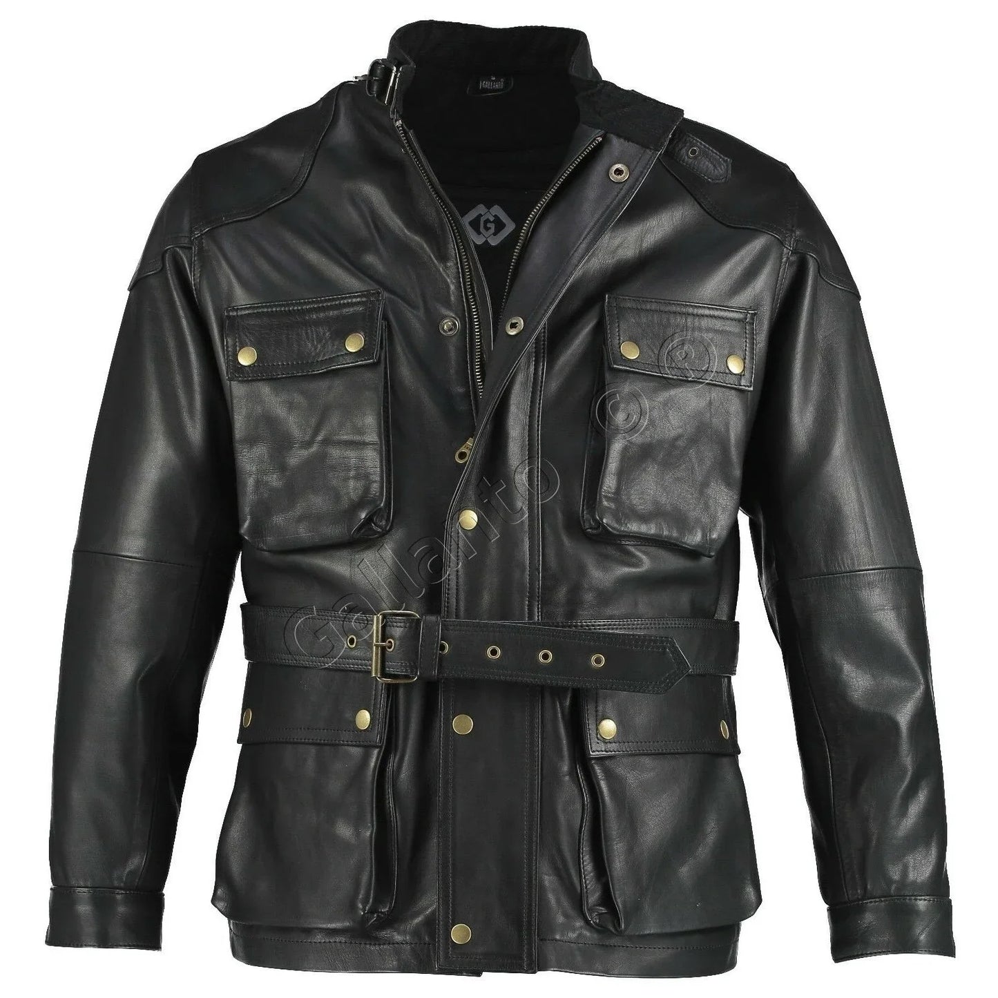 men's premium brown benjamin button long leather jacket -