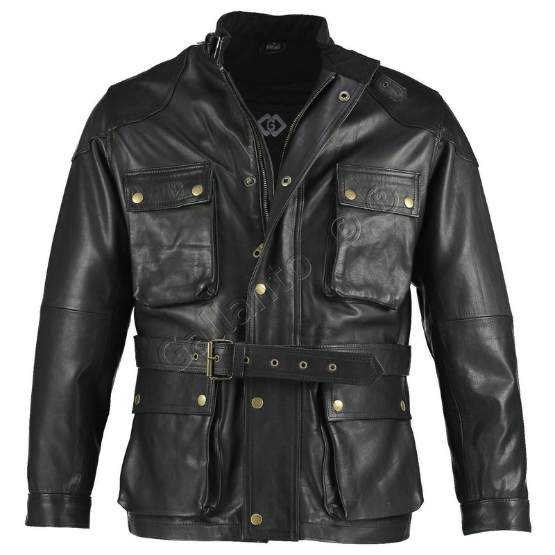 Men's Premium Brown Benjamin Button Long Leather Jacket -