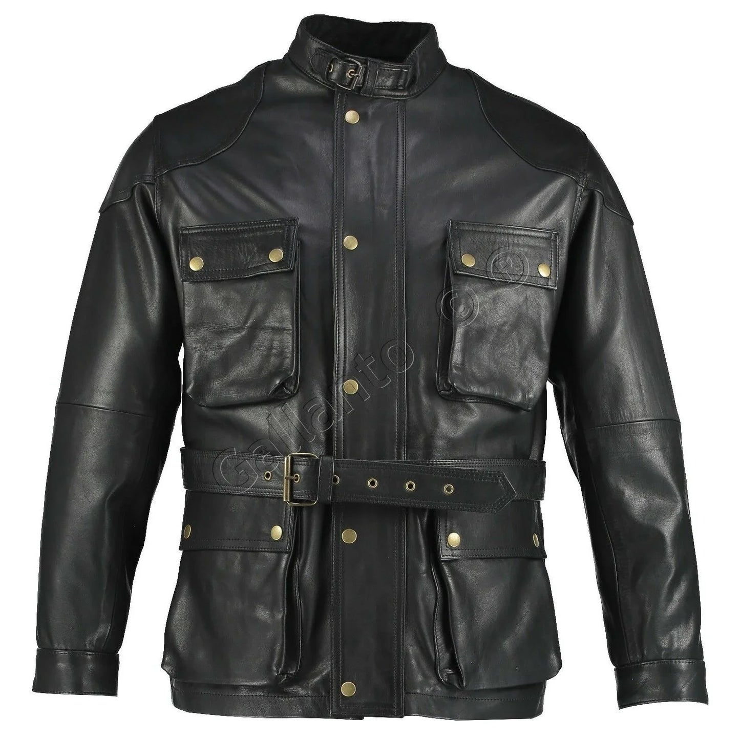 men's premium brown benjamin button long leather jacket -