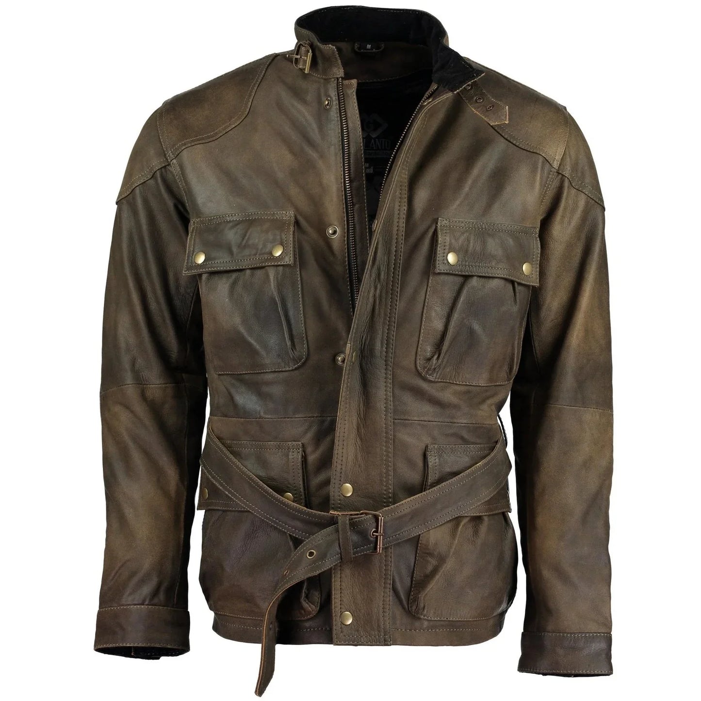 men's premium brown benjamin button long leather jacket -