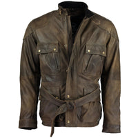 Men's Premium Brown Benjamin Button Long Leather Jacket -