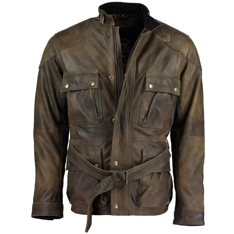 Men's Premium Brown Benjamin Button Long Leather Jacket -