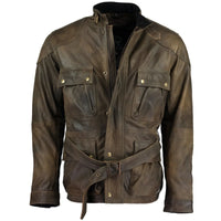Men's Premium Brown Benjamin Button Long Leather Jacket -