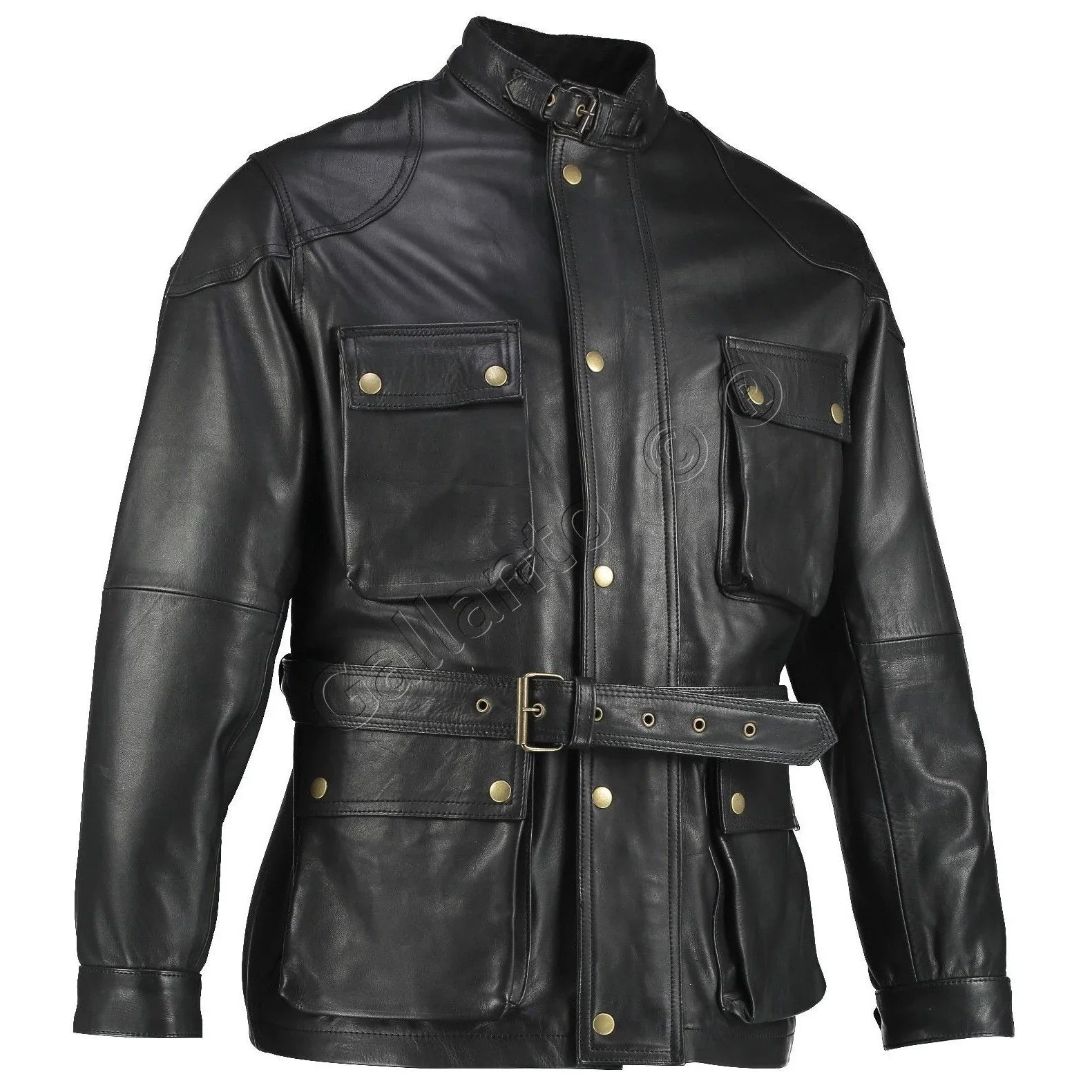 Men's Premium Brown Benjamin Button Long Leather Jacket -