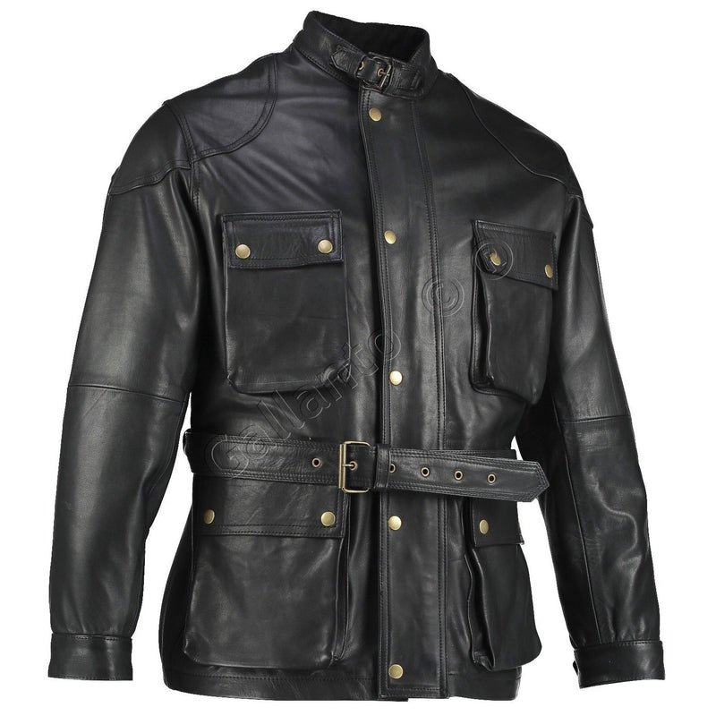 Men's Premium Brown Benjamin Button Long Leather Jacket -