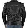 Men's Premium Leather Black Embossed Eagle Motorcycle Jacket -