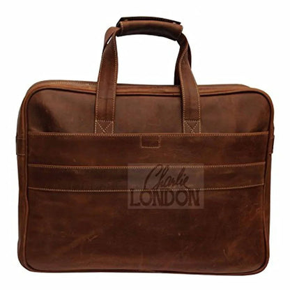 Mens Real Briefcase Satchel Shoulder Vintage Leather Laptop Bag -