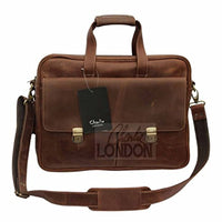 Mens Real Briefcase Satchel Shoulder Vintage Leather Laptop Bag -
